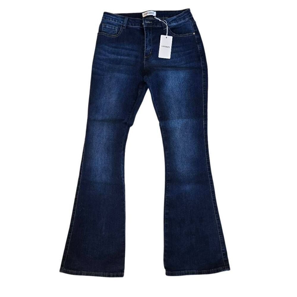 NWT Vipones Womens High Rise Zip Fly Bootcut Denim jeans Blue Size 10